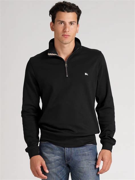 men's black burberry hoodie|burberry men's pullover half zip.